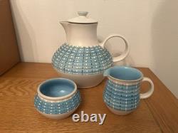 Service à café vintage Denby Burlington Blue des années 1950, conçu par A. Colledge, RARE