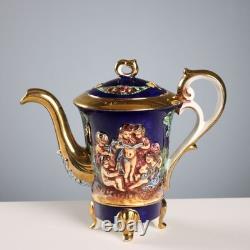 Service à café vintage G. V. R. Capodimonte en céramique d’Italie, XXe siècle, original