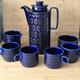 Service &agrave; Caf&eacute; Vintage Hornsea Heirloom Bleu Nuit De John Clappison, 7 Pi&egrave;ces, Rare