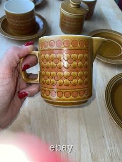 Service à café vintage Hornsea Saffron, Angleterre, années 1970, cafetière, tasses, assiettes