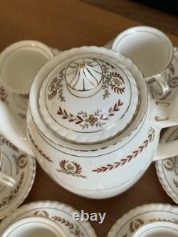 Service à café vintage Johnson Bros Old English 16 pièces bordeaux et or Angleterre Exc