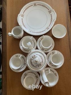Service à café vintage Johnson Bros Old English 16 pièces bordeaux et or Angleterre Exc