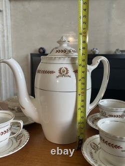 Service à café vintage Johnson Bros Old English 16 pièces bordeaux et or Angleterre Exc