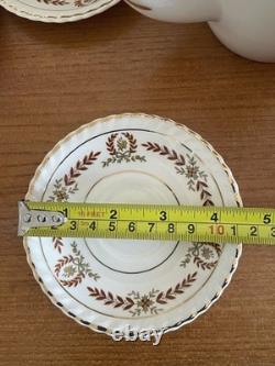 Service à café vintage Johnson Bros Old English 16 pièces bordeaux et or Angleterre Exc