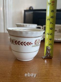Service à café vintage Johnson Bros Old English 16 pièces bordeaux et or Angleterre Exc