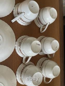 Service à café vintage Johnson Bros Old English 16 pièces bordeaux et or Angleterre Exc
