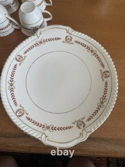 Service à café vintage Johnson Bros Old English 16 pièces bordeaux et or Angleterre Exc