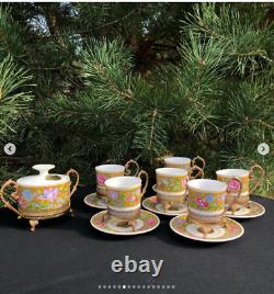 Service à café vintage Limoges France années 1960-70. Ensemble en porcelaine complet.