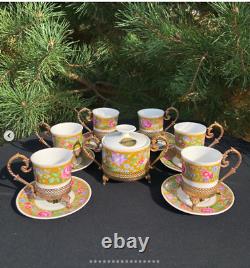 Service à café vintage Limoges France années 1960-70. Ensemble en porcelaine complet.