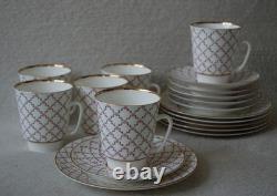 Service à café vintage Lomonosov URSS Russie rose 18 pièces tasse, soucoupe, assiette à dessert