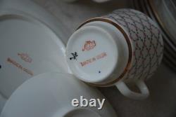 Service à café vintage Lomonosov URSS Russie rose 18 pièces tasse, soucoupe, assiette à dessert