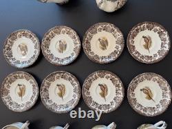 Service à café vintage Palissy Royal Worcester série Game, pot, tasses et soucoupes, 18 pièces