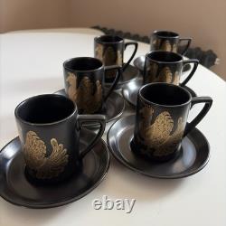 Service à café vintage Portmeirion Phoenix, 6 tasses et soucoupes, pot à lait et sucrier Service à café vintage Portmeirion Phoenix, 6 tasses et soucoupes, pot à lait et sucrier