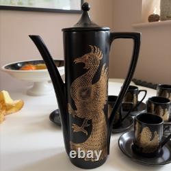 Service à café vintage Portmeirion Phoenix, 6 tasses et soucoupes, pot à lait et sucrier