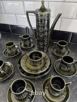 Service à café vintage Portmeirion Totem - vert olive - Susan Williams-Ellis (1960)