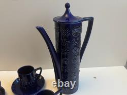 Service à café vintage Portmeirion en Blue Totem, 15 pièces