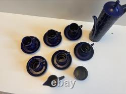 Service à café vintage Portmeirion en Blue Totem, 15 pièces
