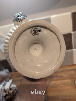 Service à café vintage R. Capodimonte Mas chérubin/dragon bleu et blanc avec bordure dorée