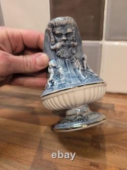 Service à café vintage R. Capodimonte Mas chérubin/dragon bleu et blanc avec bordure dorée