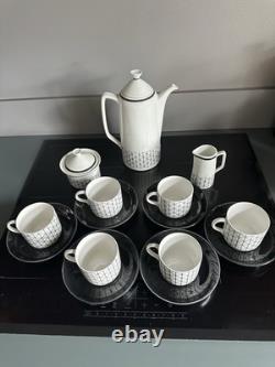 Service à café vintage Rörstrand Suède motif Venezia pour 6 par Hertha Bengtsson