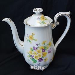Service à café vintage Royal Albert Primrose et Violettes pour six personnes, 18 pièces