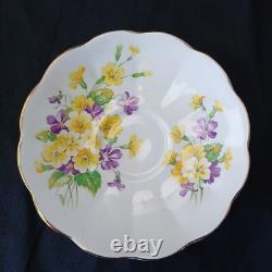 Service à café vintage Royal Albert Primrose et Violettes pour six personnes, 18 pièces