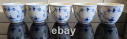 Service à café vintage Royal Copenhagen Blue Fluted Plain, tasse et soucoupe, 11 pièces