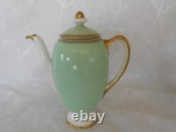 Service à café vintage Royal Doulton 15 pièces avec cafetière vert et or H4381