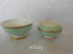 Service à café vintage Royal Doulton 15 pièces avec cafetière vert et or H4381