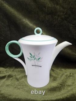 Service à café vintage Shelley England en porcelaine fine Bone China, feuille verte, 11 pièces, années 1930