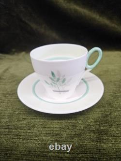 Service à café vintage Shelley England en porcelaine fine Bone China, feuille verte, 11 pièces, années 1930