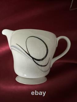 Service à café vintage Shelley noir et blanc fantaisie des années 1950/60 - 15 pièces
