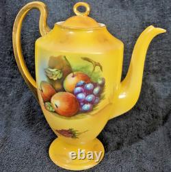 Service à café vintage Union Z tchèque des années 1930, motif fruit jaune, porcelaine Art déco