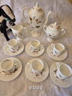 Service à café vintage Wedgwood Wakefield en porcelaine fine osseuse, 15 pièces, fabriqué en Angleterre