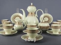 Service à café vintage X10 en porcelaine Bavaria bord feuilles et or XXe siècle