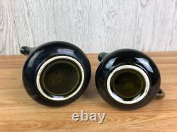 Service à café vintage de 5 pièces en céramique d’atelier, émail vert à coulures, style moderne du milieu du siècle (MCM)