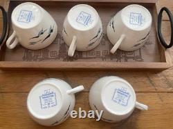 Service à café vintage de 5 tasses Figgjo Flint Torskefiske art populaire scandinave MCM
