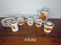Service à café vintage des années 1960/1970 Mitterteich Bavière rétro floral ouest-allemand