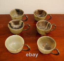 Service à café vintage en onyx de 7 pièces avec six tasses