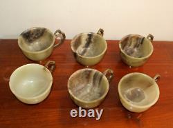 Service à café vintage en onyx de 7 pièces avec six tasses