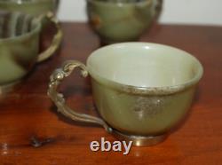 Service à café vintage en onyx de 7 pièces avec six tasses