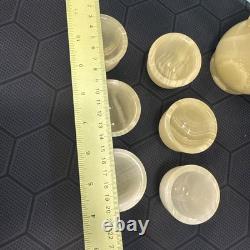 Service à café vintage en pierre d'ONYX de 7 pièces avec six tasses