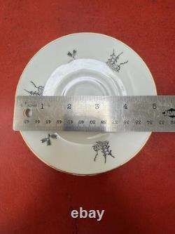 Service à café vintage en porcelaine ALP Lidköping Suède noir et or 18 pièces avec scène de château