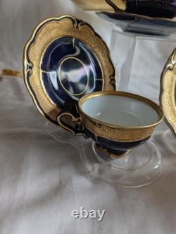 Service à café vintage en porcelaine Graf von Henneberg Ilmenau, Allemagne, véritable cobalt, 15 pièces