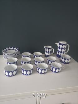 Service à café vintage en porcelaine Sargadelos de 23 pièces fabriqué en Espagne. (Norfolk)