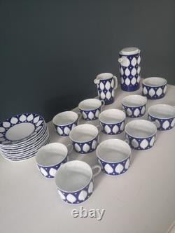 Service à café vintage en porcelaine Sargadelos de 23 pièces fabriqué en Espagne. (Norfolk)