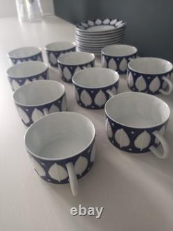 Service à café vintage en porcelaine Sargadelos de 23 pièces fabriqué en Espagne. (Norfolk)