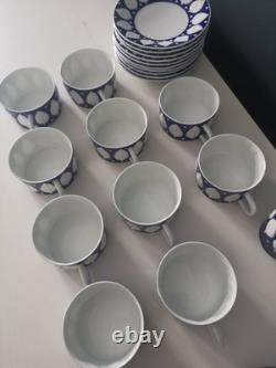 Service à café vintage en porcelaine Sargadelos de 23 pièces fabriqué en Espagne. (Norfolk)