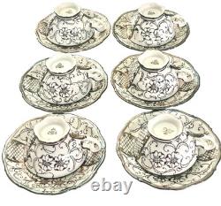 Service à café vintage en porcelaine bavaroise avec overlay en argent 925, 15 pièces