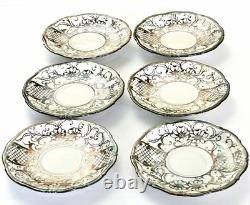 Service à café vintage en porcelaine bavaroise avec overlay en argent 925, 15 pièces